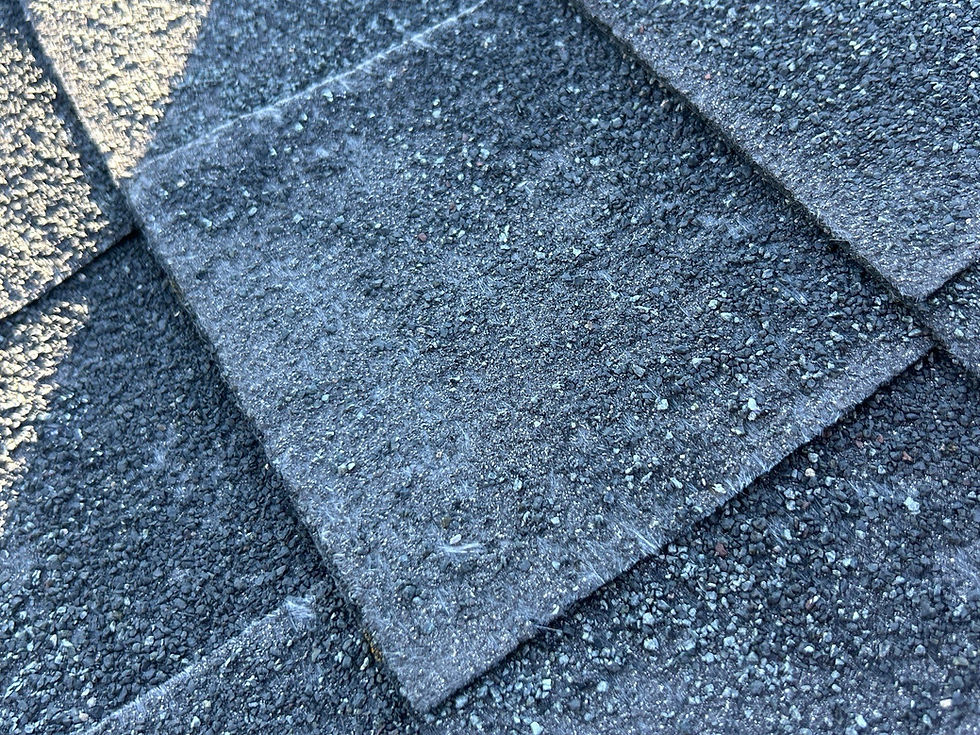 Close-up of black shingle roof tiles, detailed texture. Roof Inspection