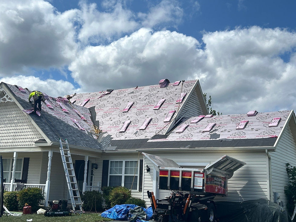 This is a roof actively being replaced by Precision Exteriors in Salisbury, MD