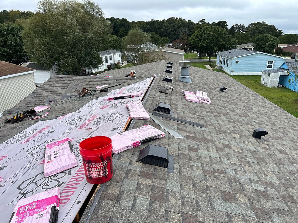 This is a roof being replaced by Precision Exteriors in Cambridge, MD