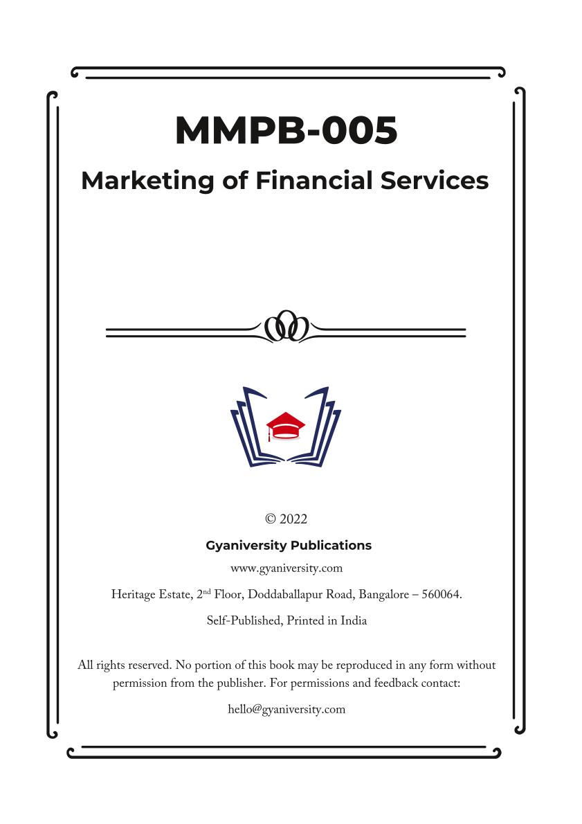 Thumbnail: MMPB-005: Marketing of Financial Services (IGNOU Guide Book)