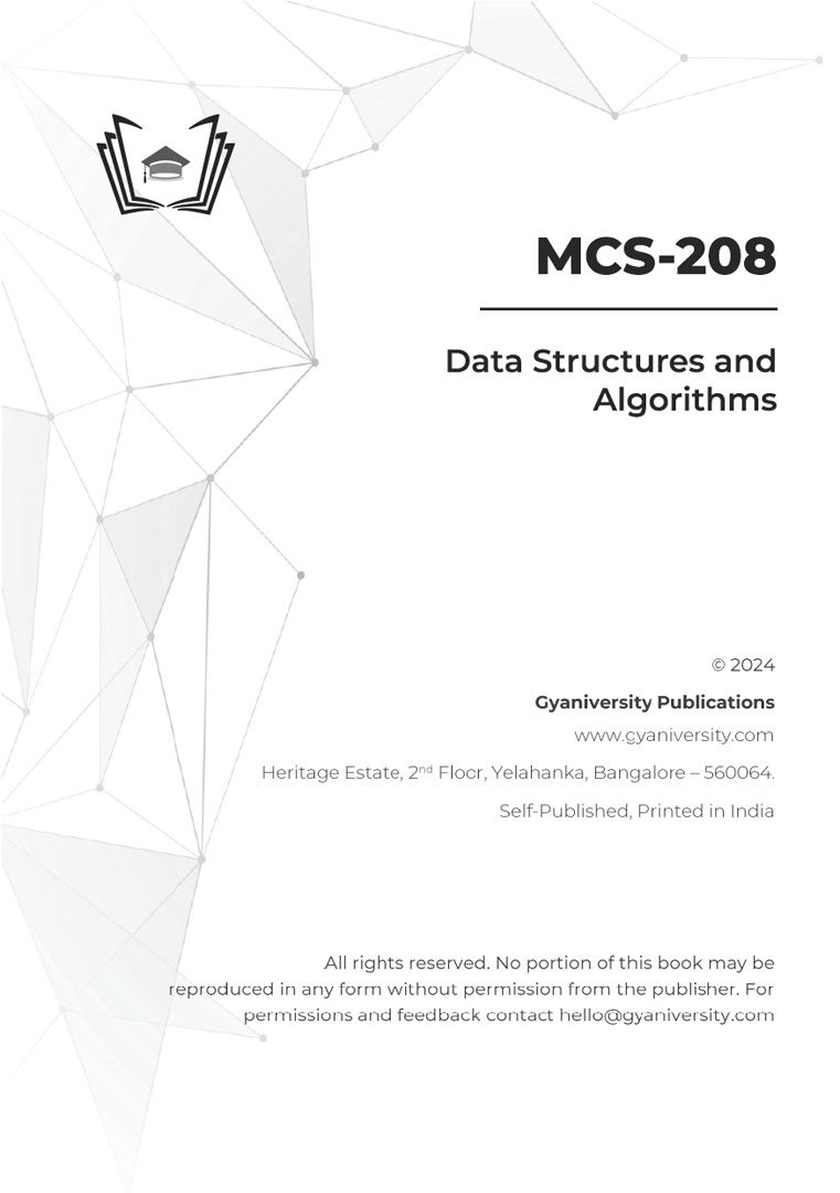 Thumbnail: MCS-208: Data Structures and Algorithms (IGNOU Guide Book)