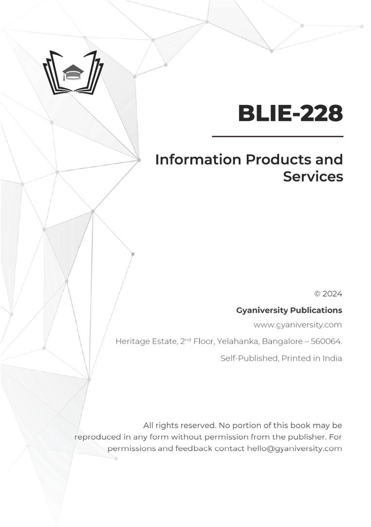 Thumbnail: BLIE-228: Information Products and Services (IGNOU Guide Book)
