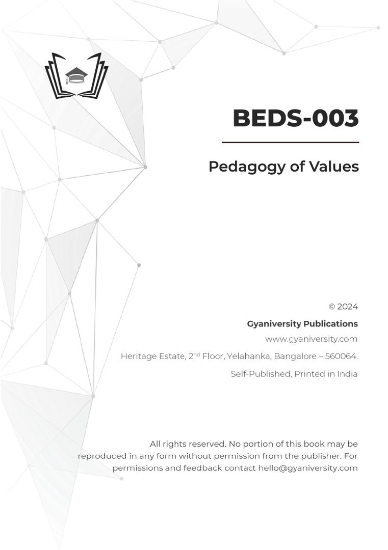 Thumbnail: BEDS-003: Pedagogy of Values (IGNOU Guide Book)