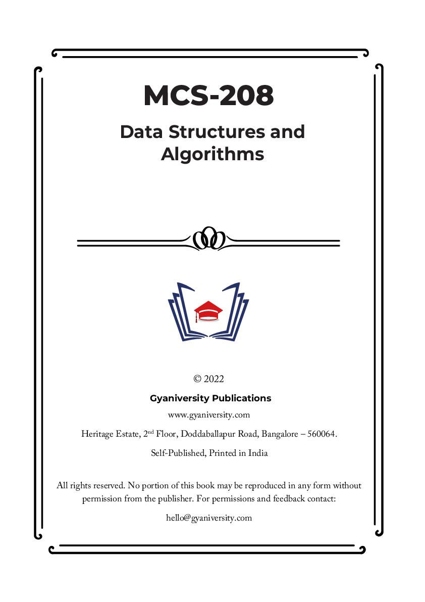 Thumbnail: MCS-208: Data Structures and Algorithms (IGNOU Guide Book)