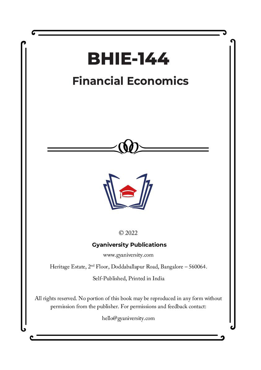 Thumbnail: BHIE-144: Financial Economics (IGNOU Guide Book)