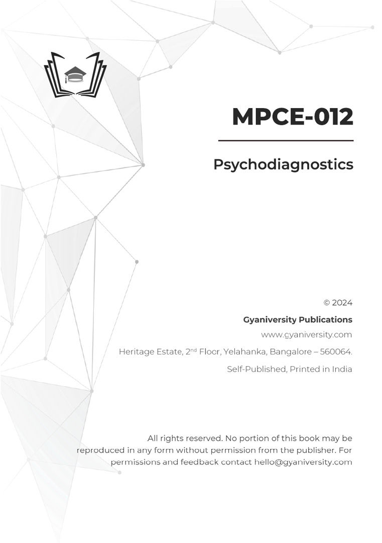 Thumbnail: MPCE-012: Psychodiagnostics (IGNOU Guide Book)