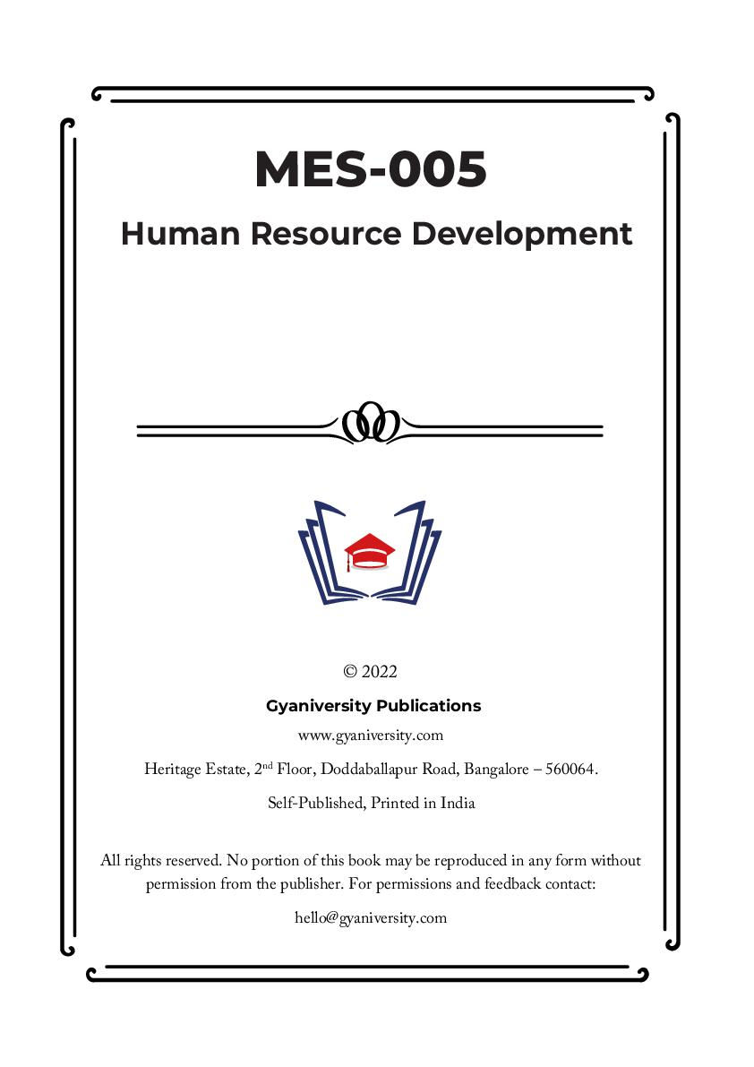 Thumbnail: MES-005: Human Resource Development (IGNOU Guide Book)