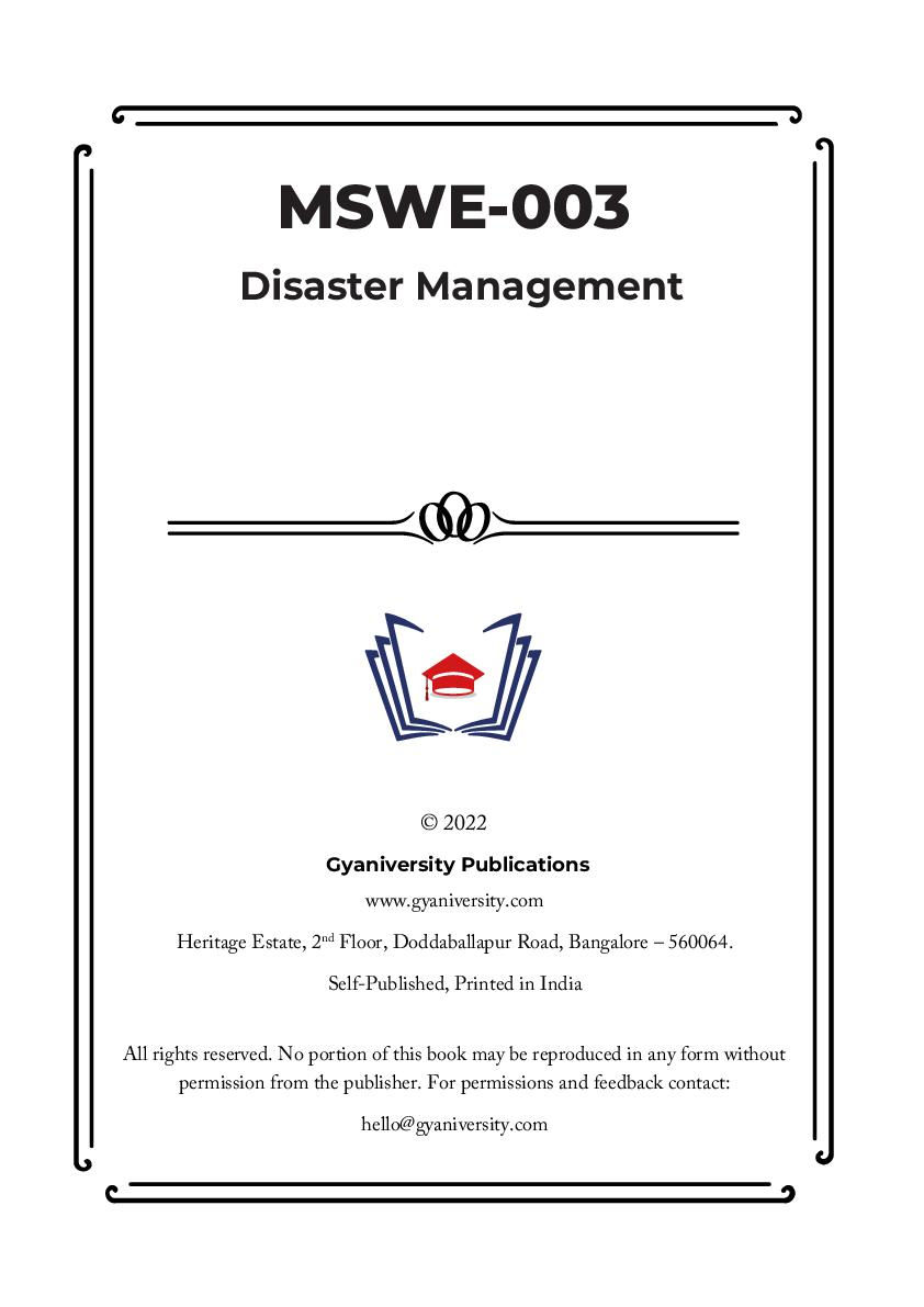 Thumbnail: MSWE-003: Disaster Management (IGNOU Guide Book)