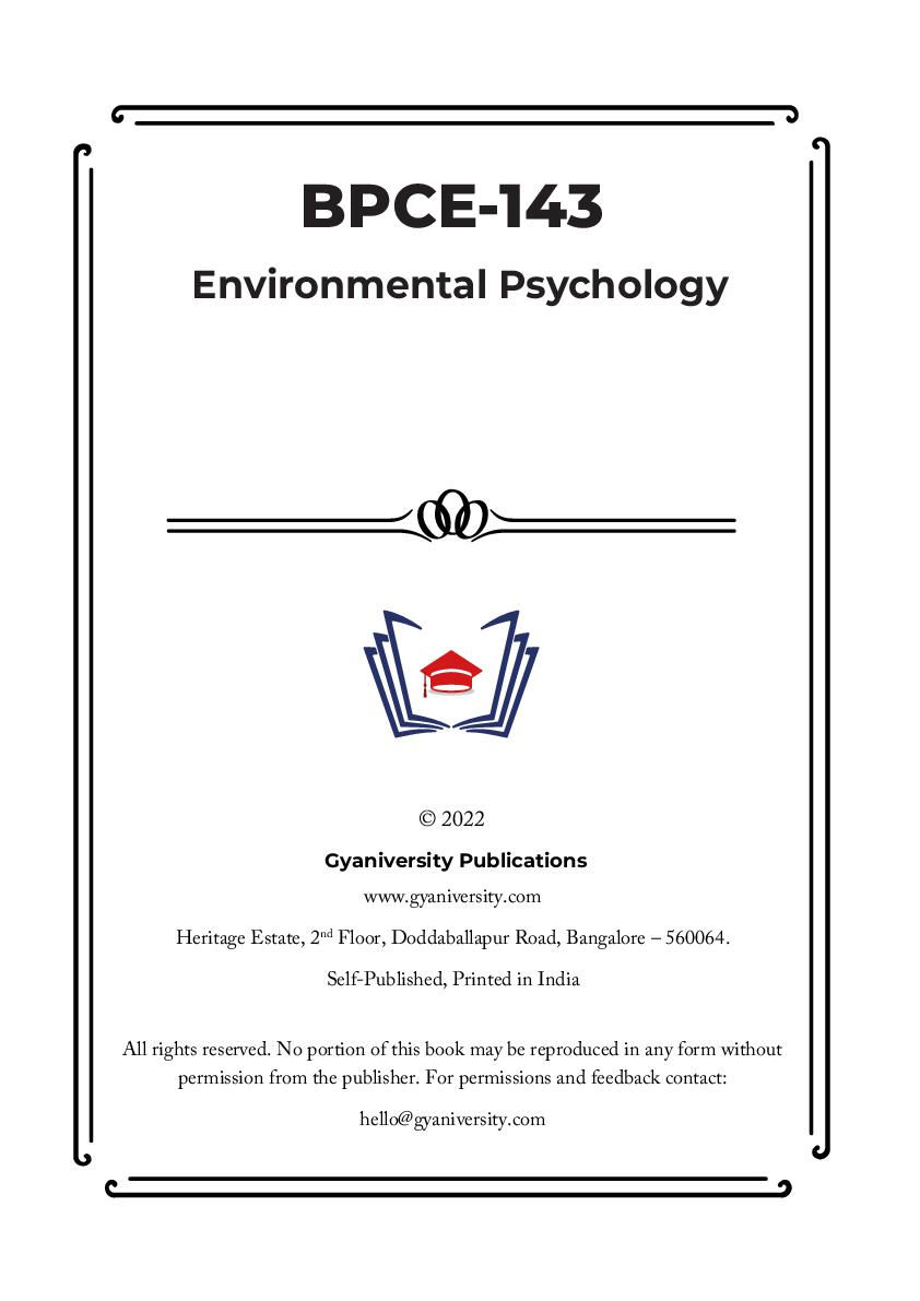 Thumbnail: BPCE-143: Environmental Psychology (IGNOU Guide Book)