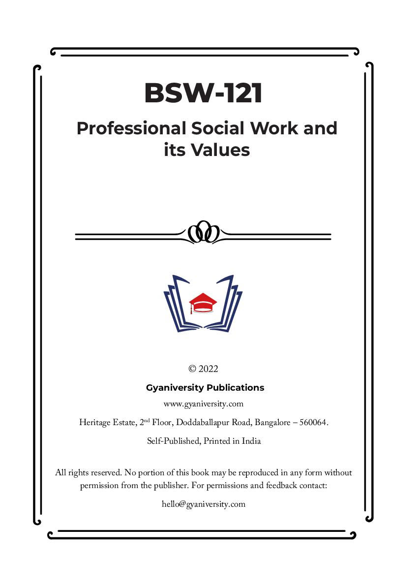 Thumbnail: BSW-121: Professional Social Work and its Values (IGNOU Guide Book)