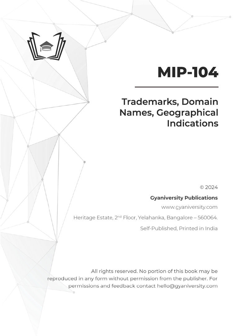 Thumbnail: MIP-104: Trademarks, Domain Names, Geographical Indications (IGNOU Guide Book)