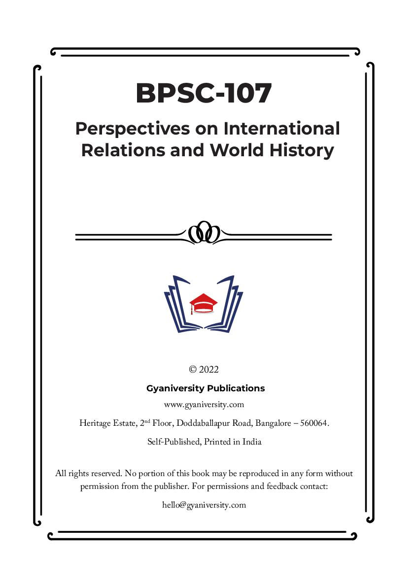 Thumbnail: BPSC-107: Perspectives on International Relations and Worl.. (IGNOU Guide Book)