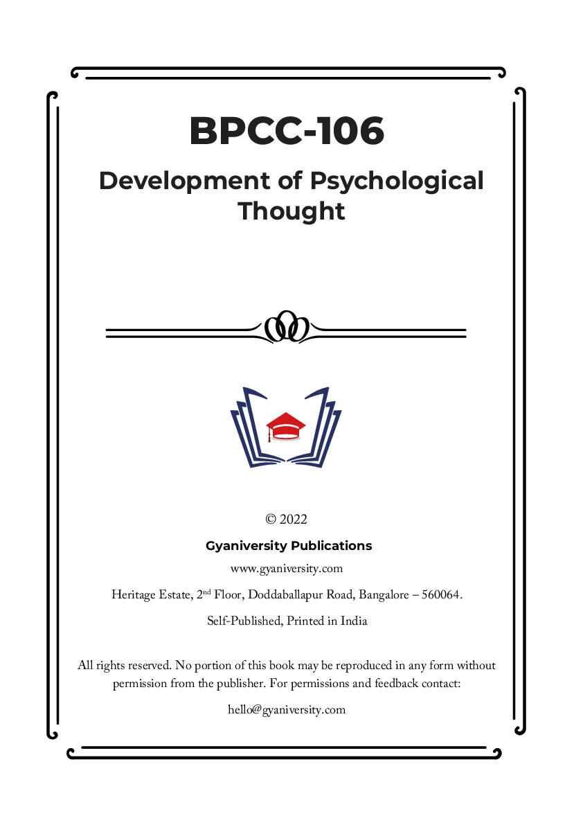 Thumbnail: BPCC-106: Development of Psychological Thought (IGNOU Guide Book)