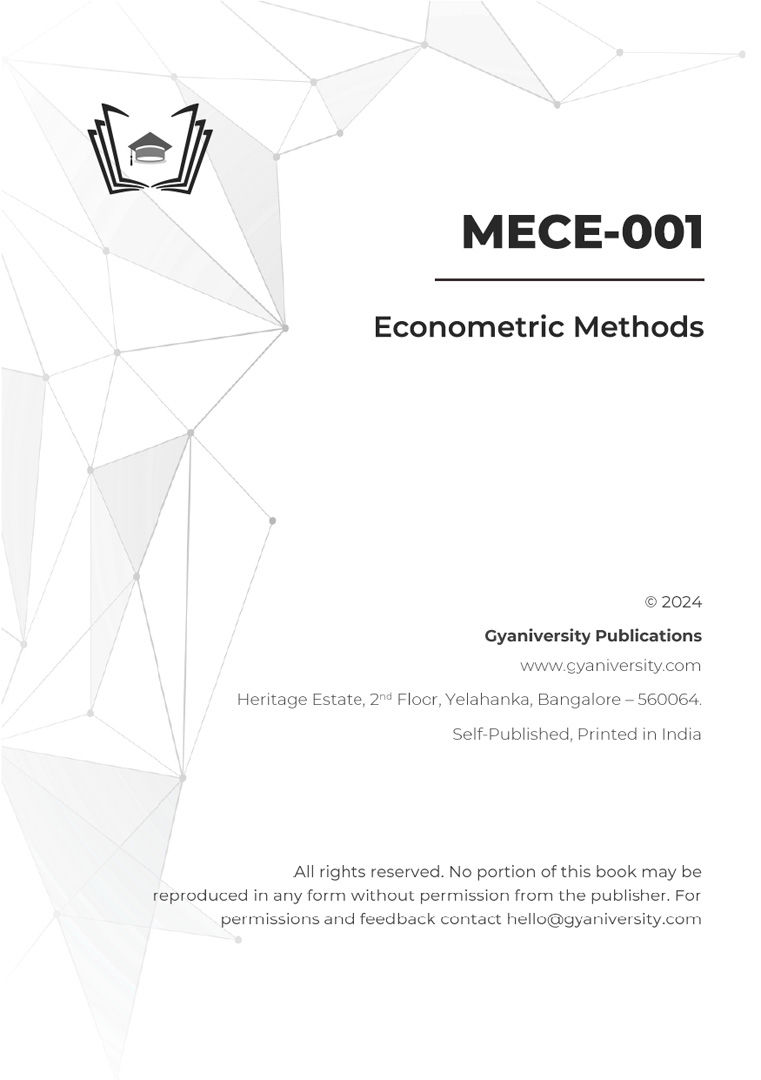 Thumbnail: MECE-001: Econometric Methods (IGNOU Guide Book)
