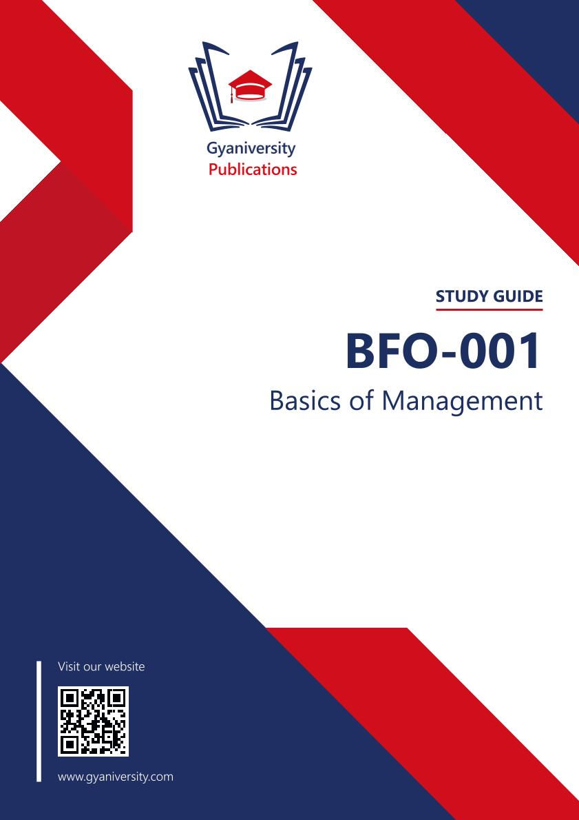Thumbnail: BFO-001: Basics of Management (IGNOU Guide Book)