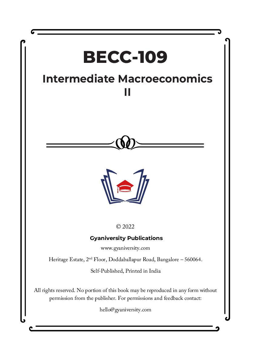 Thumbnail: BECC-109: Intermediate Macroeconomics II (IGNOU Guide Book)