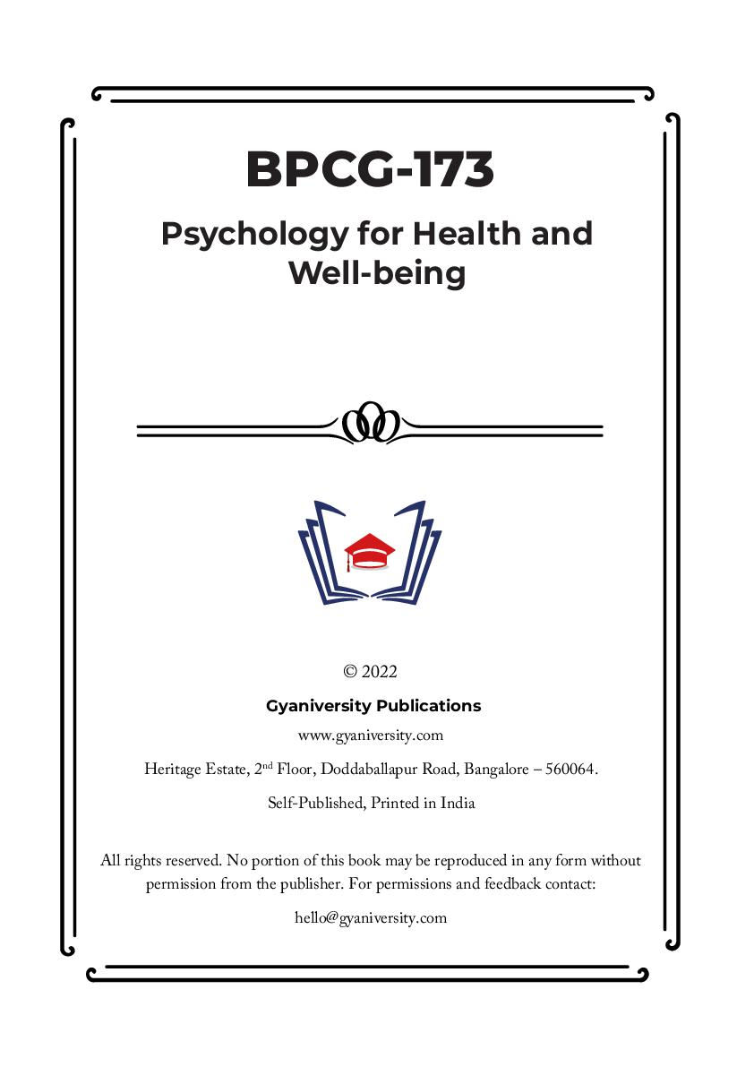 Thumbnail: BPCG-173: Psychology for Health and Well-being (IGNOU Guide Book)
