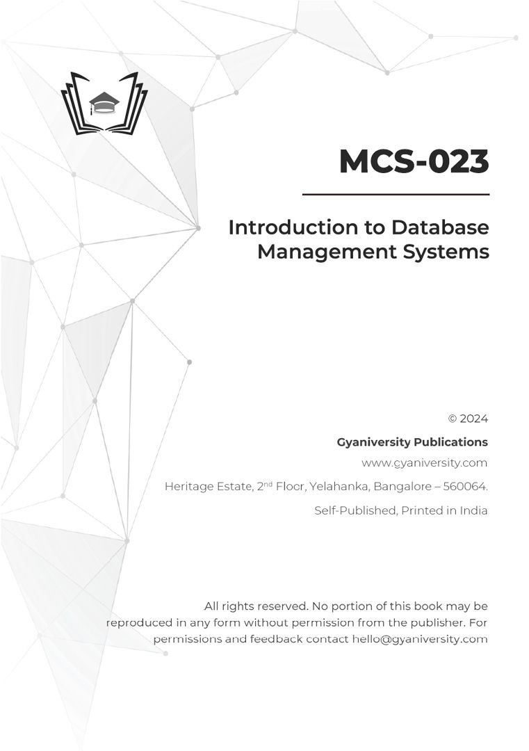 Thumbnail: MCS-023: Introduction to Database Management Systems (IGNOU Guide Book)