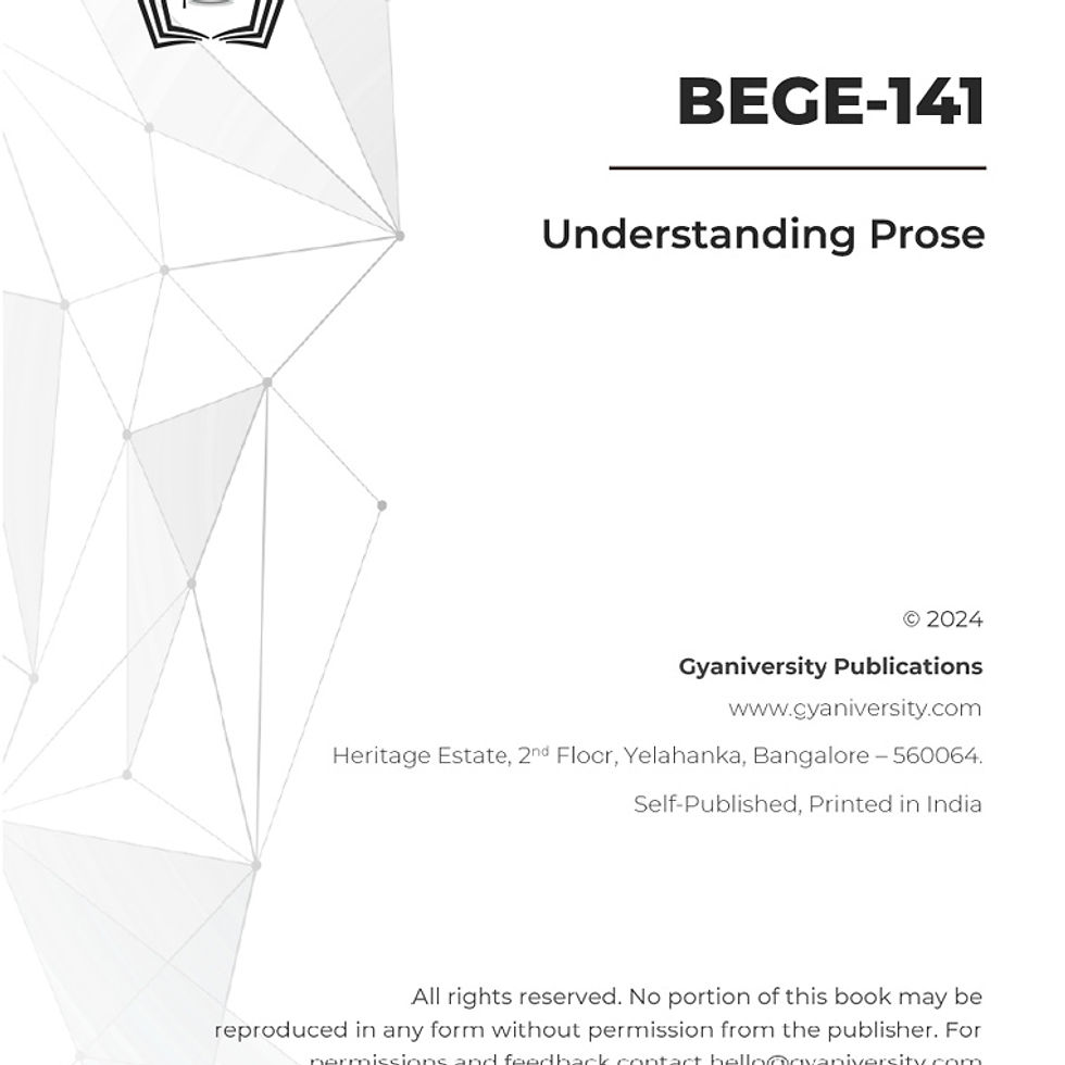 Thumbnail: BEGE-141: Understanding Prose (IGNOU Guide Book)