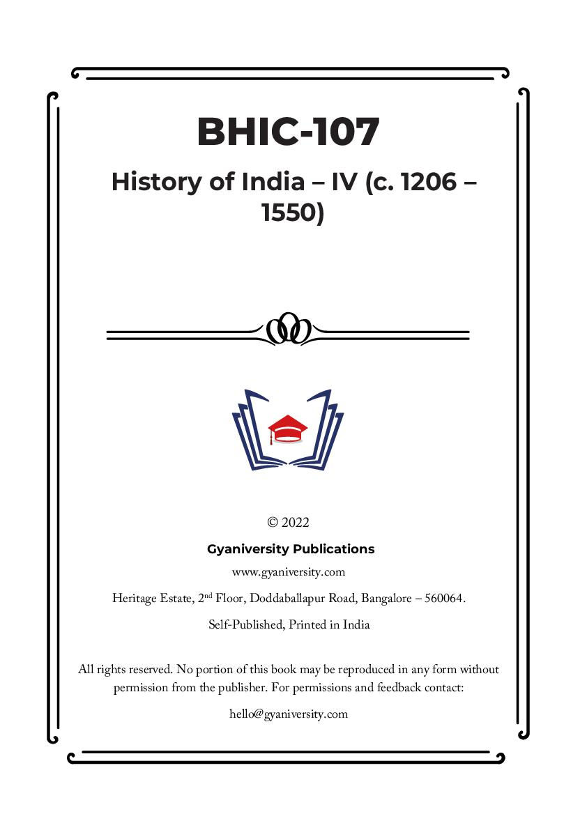 Thumbnail: BHIC-107: History of India – IV (c. 1206 – 1550) (IGNOU Guide Book)