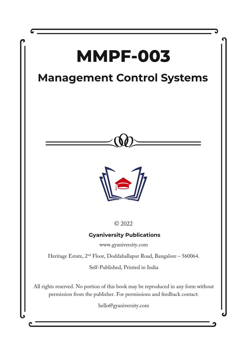 Thumbnail: MMPF-003: Management Control Systems (IGNOU Guide Book)