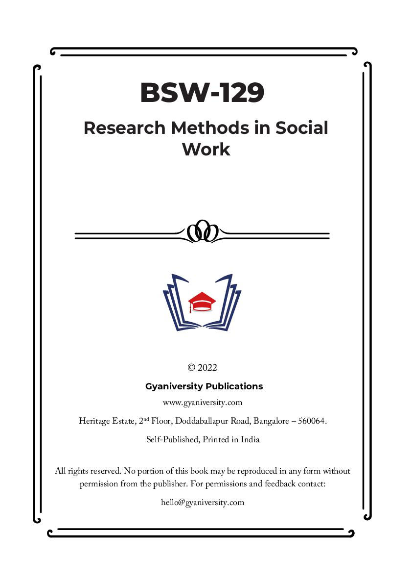 Thumbnail: BSW-129: Research Methods in Social Work (IGNOU Guide Book)