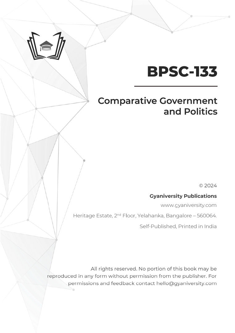 Thumbnail: BPSC-133: Comparative Government and Politics (IGNOU Guide Book)
