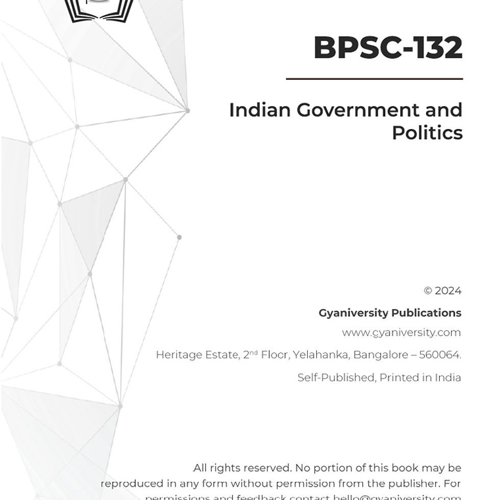 Thumbnail: BPSC-132: Indian Government and Politics (IGNOU Guide Book)