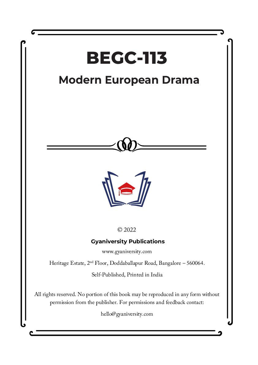Thumbnail: BEGC-113: Modern European Drama (IGNOU Guide Book)