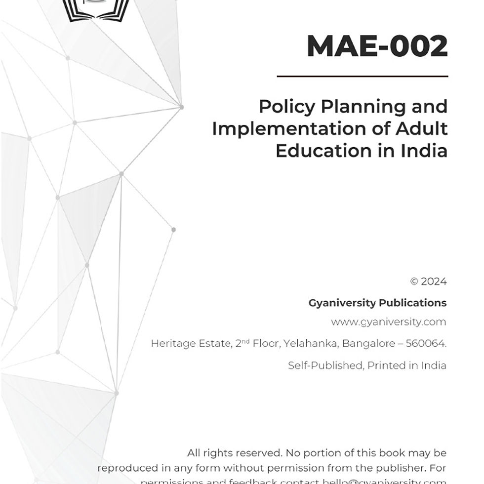 Thumbnail: MAE-002: Policy Planning and Implementation of Adult Educa.. (IGNOU Guide Book)
