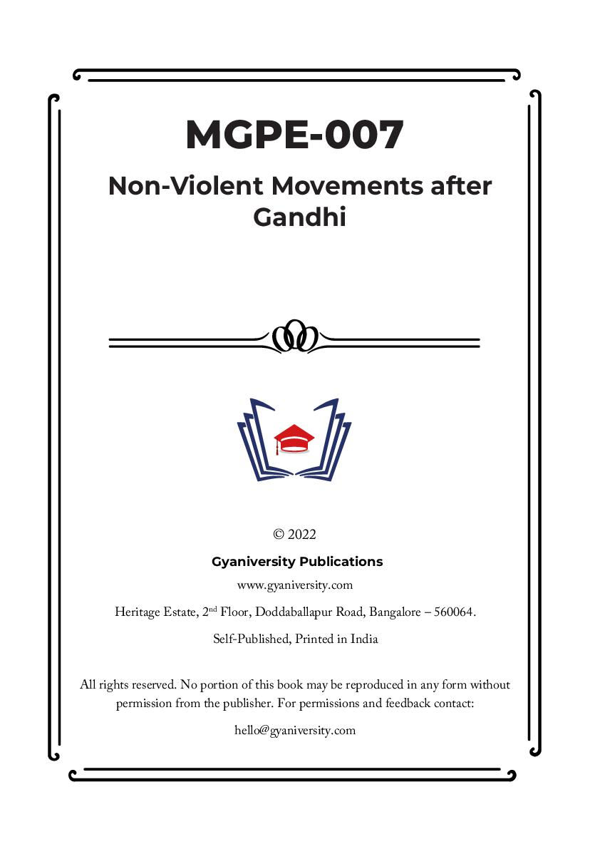 Thumbnail: MGPE-007: Non-Violent Movements after Gandhi (IGNOU Guide Book)