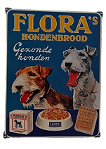 Emaille Reclamebord van Flora's Hondenbrood