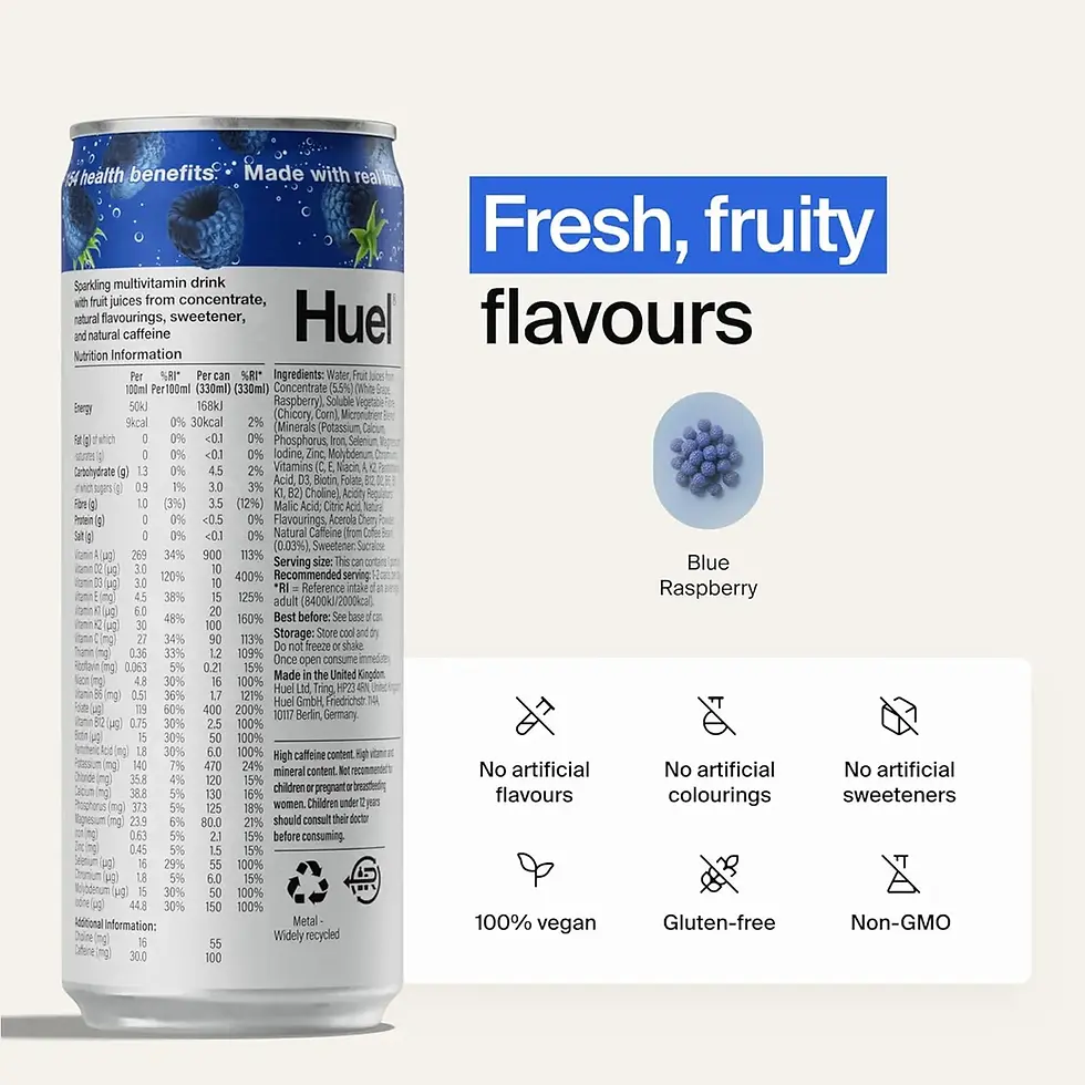 Thumbnail: Huel Blue Raspberry energy drink 12 x 330ml uk