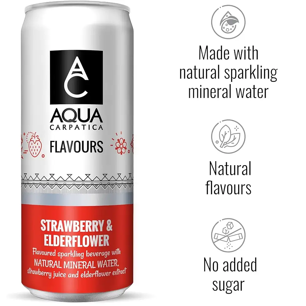Thumbnail: AQUA Carpatica Strawberry & Elderflower Sparkling Flavoured Water 4 x 330ml