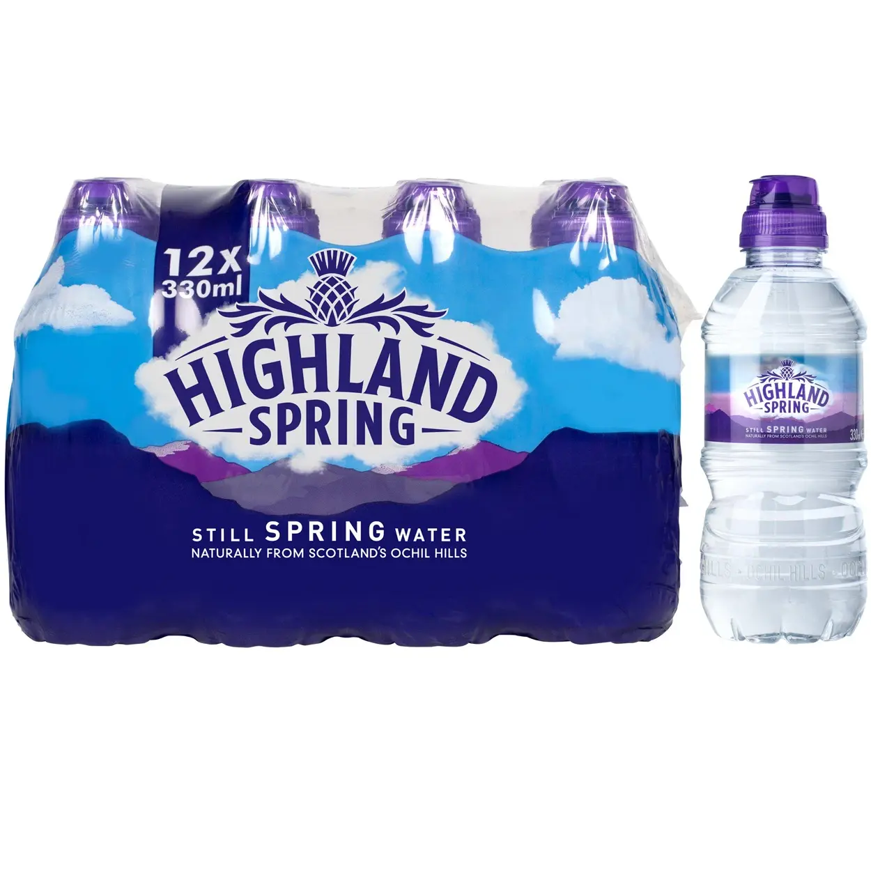 Highland spring 12 x 330ml sports cap multipack in UK