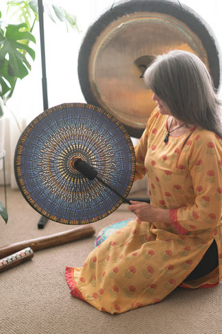 Rachel playing drum