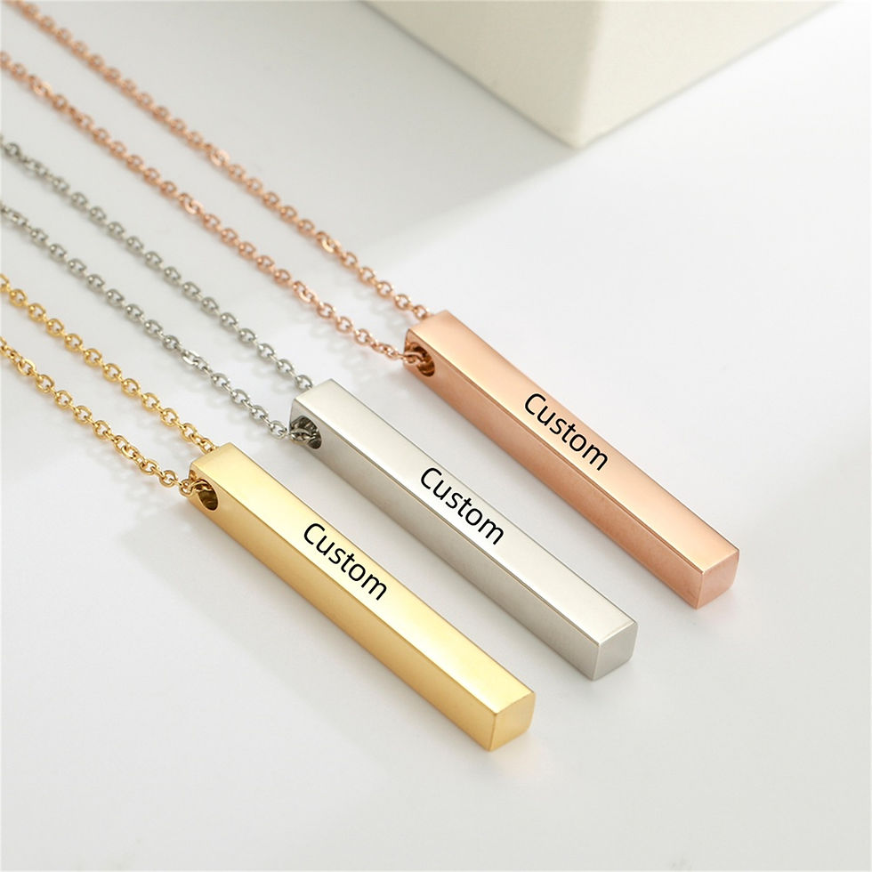 Thumbnail: Customized Name Quotes Date Multi sided Engraved Necklace Stainless Steel Person