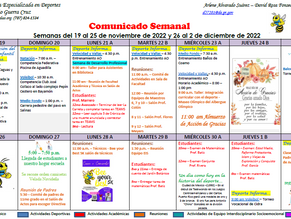 Comunicado del 19 al 2 de diciembre de 2022