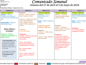 Comunicado del 27 de abril al 3 de mayo de 2024