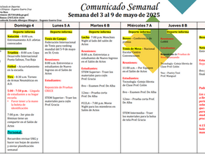 Comunicado Semanal del 3 al 9 de mayo de 2025