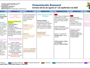 Comunicado del 26 de agosto al 1 de septiembre