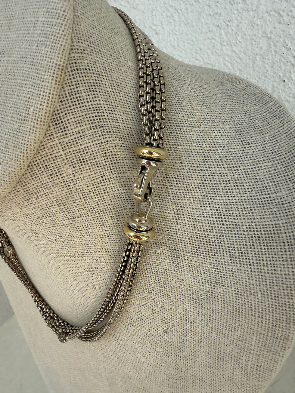 Thumbnail: David Yurman Diamond Pave Ball Station Multistrand Necklace - 16”