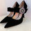 Thumbnail: Prada Velvet Crystal Embellishment D’Orsay Pumps - Size 38.5