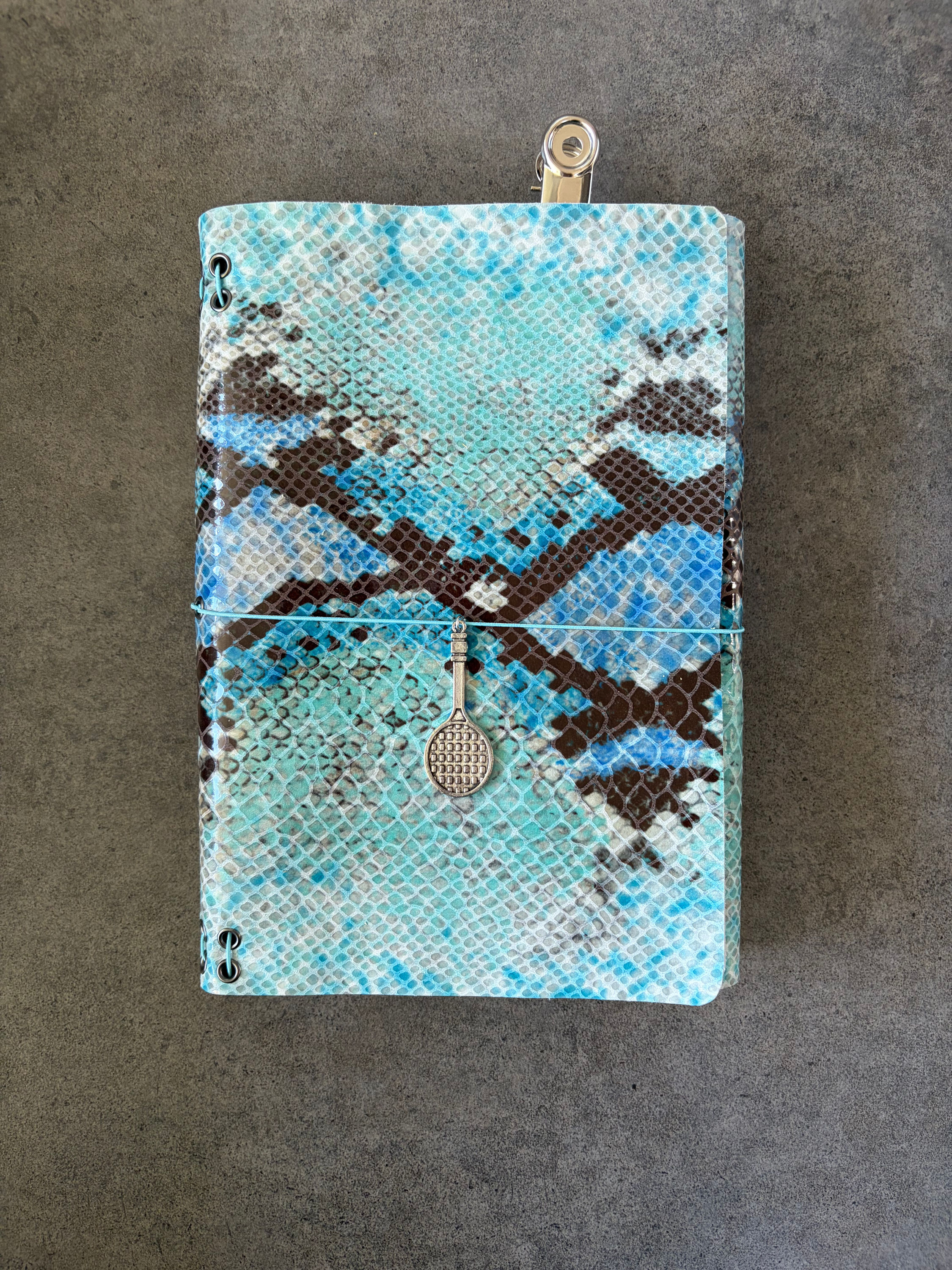 A5 blue croco genuine leather journal