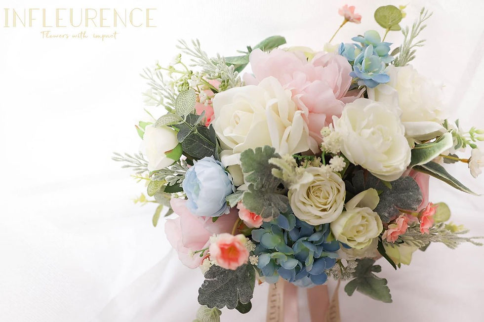 White Pink Blue Silk Bouquet