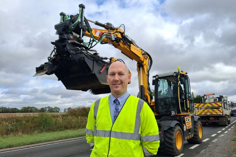Jonathan Evans, Head of Highways at Lincolnshire County Council, with a JCB Pothole Pro which is being trialled (Image: Lincolnshire Live)