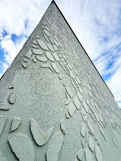 Projet pour la commune de Hombourg « le Comptoir » dessin unique pour les façades du nouveau bâtiment (Enduit STO). Architectes - Crupi Architectes