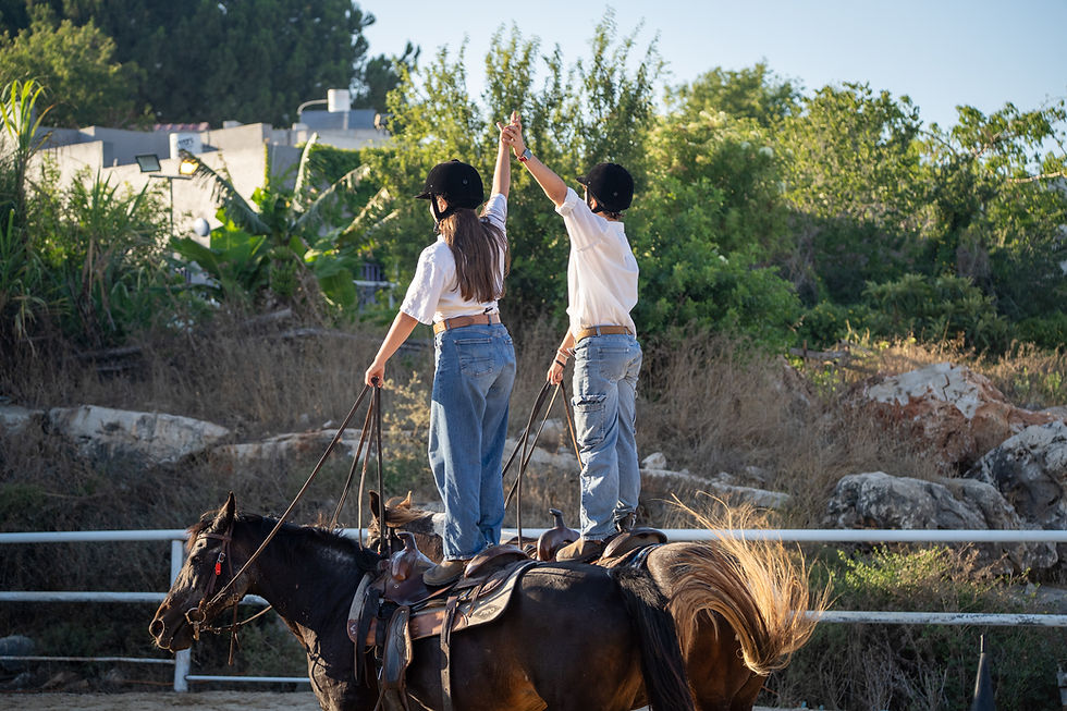 The students demonstrated their teamwork, trust, and horseback riding skills