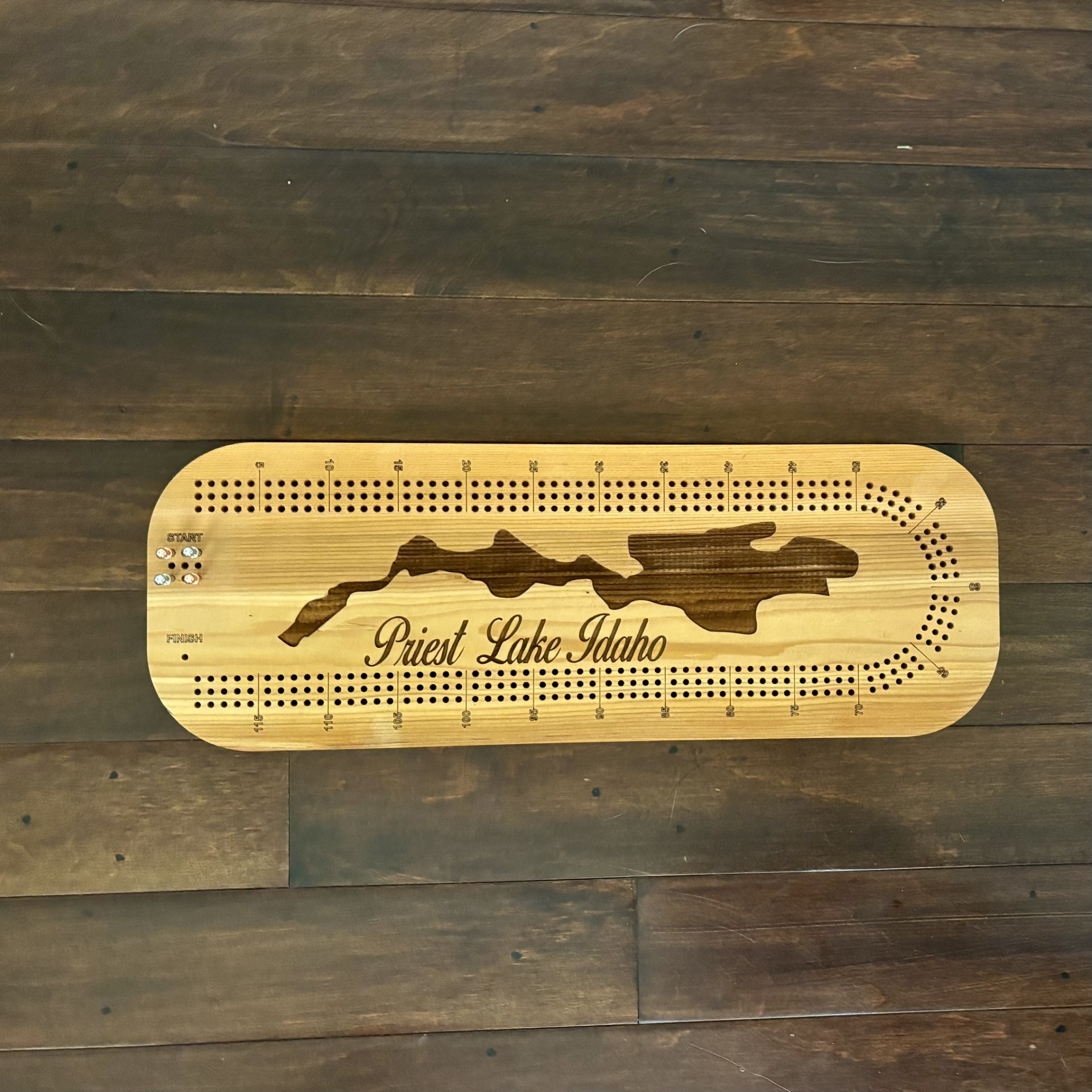 Handcrafted Priest Lake Cribbage Board