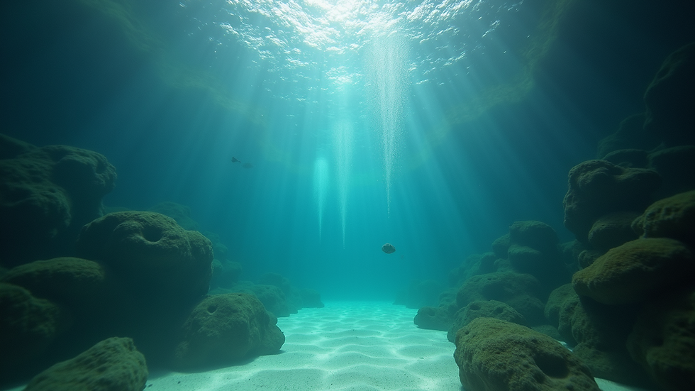 Vue en plongée d’un aquarium avec système de filtration et eau claire